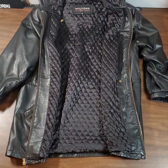 WILSON’S LEATHER Buttery Soft Leather Thinsulate Car‎ Coat Jacket Black Medium - Picture 15 of 15